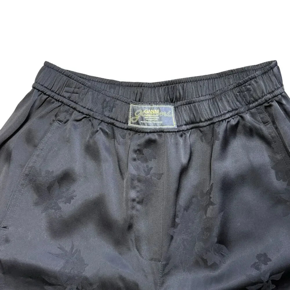 GANNI Black Satin Jacquard Pants XS / 2 - Picture 13 of 16